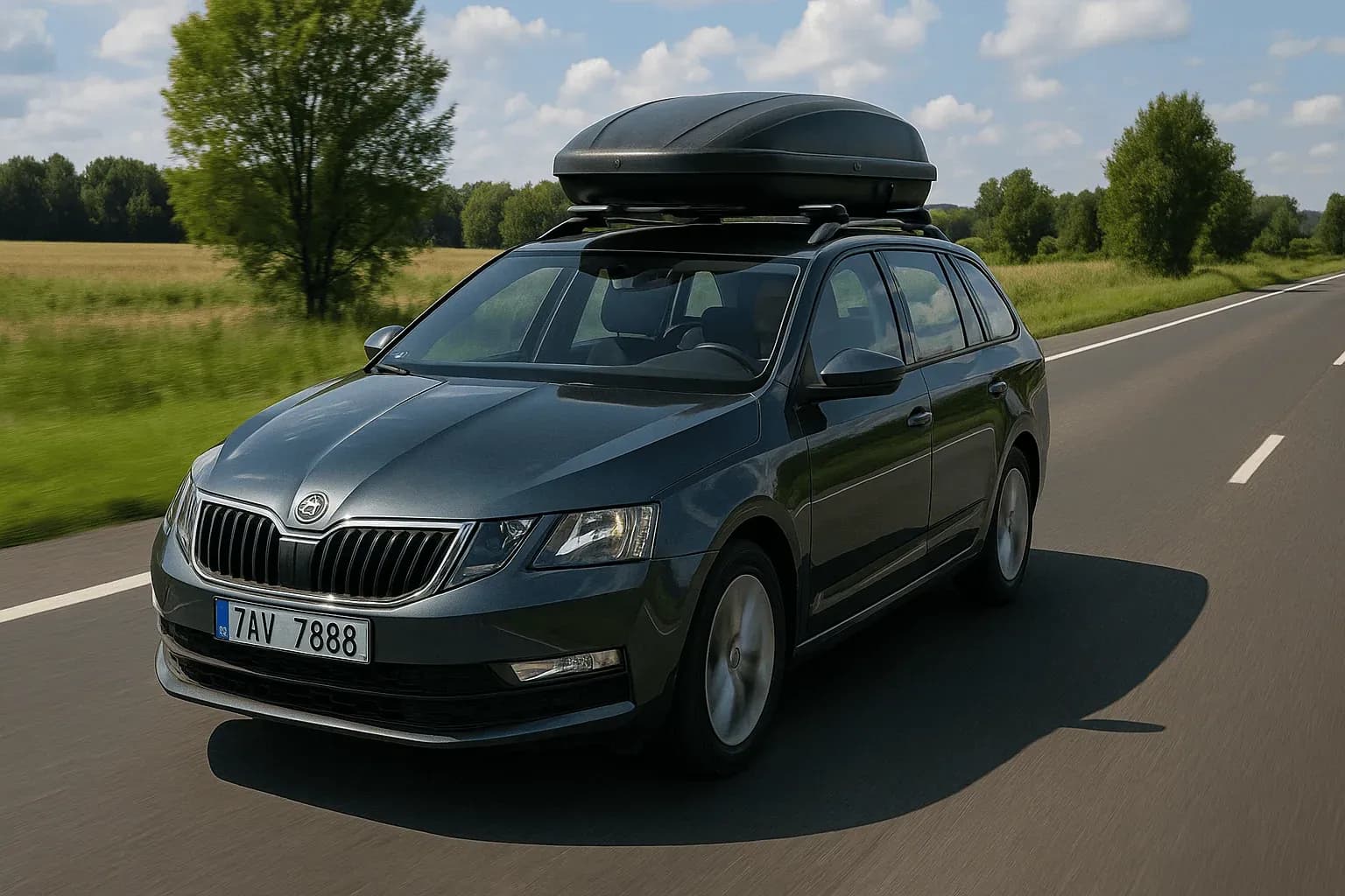 Střešní box - auto se střešním boxem