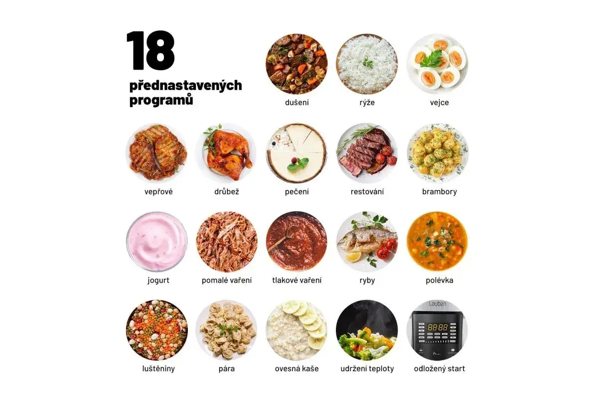 chytrý hrnec Lauben Multi Cooker 18SB programy