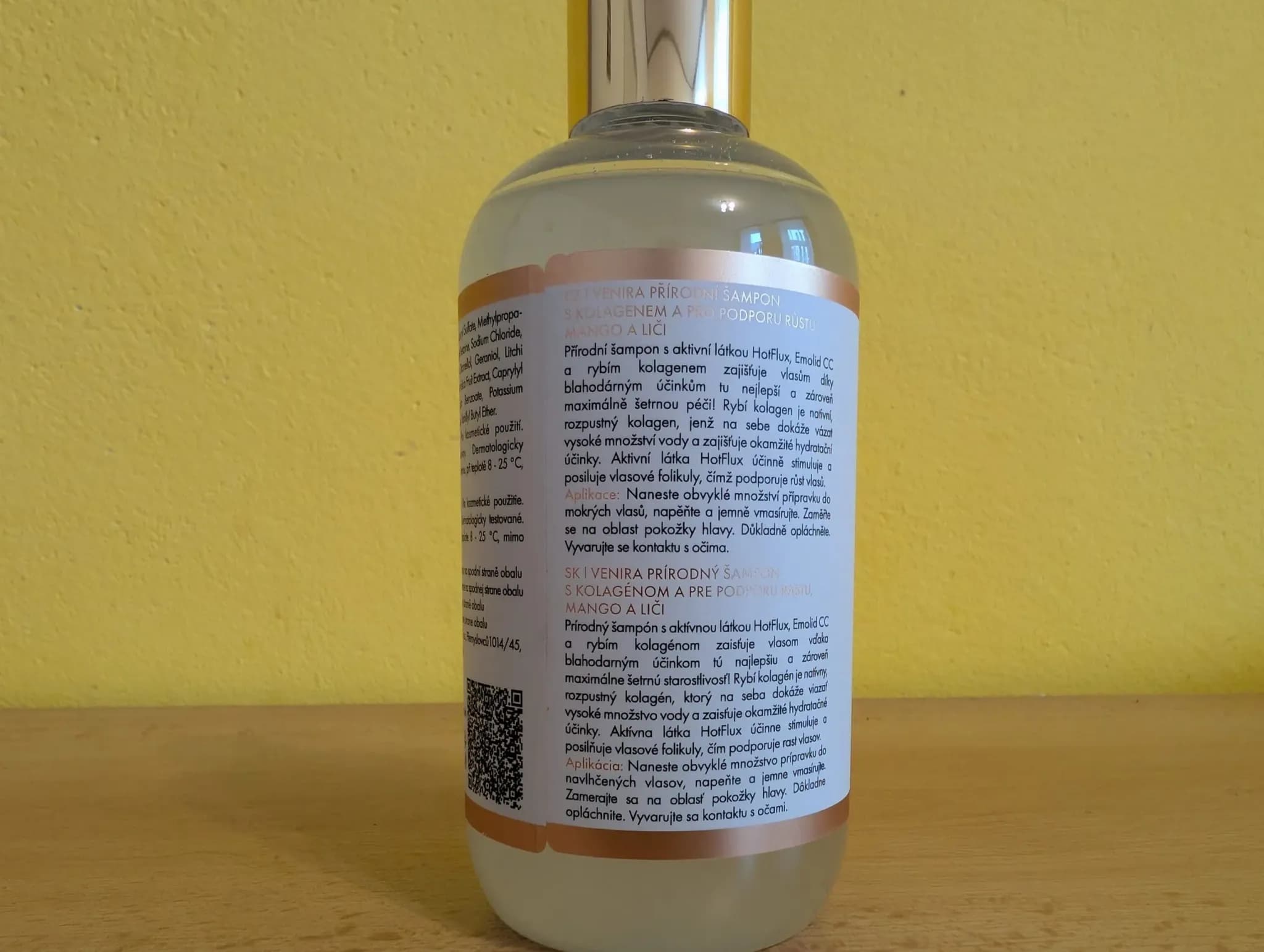 Recenze Venira přírodní šampon s kolagenem zadní strana