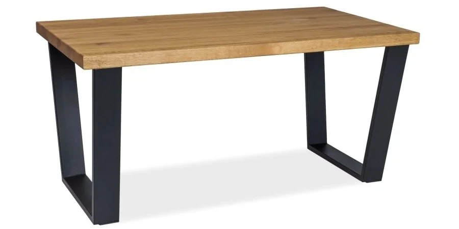 Černý odkládací stolek s deskou z dubového dřeva