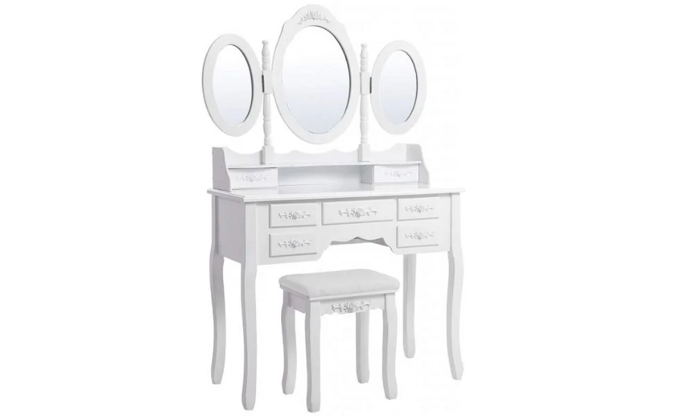 Rustikální kosmetický stolek bílý