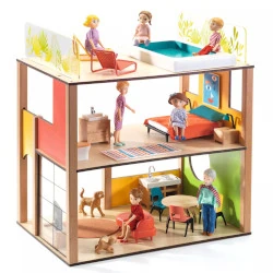 Domeček pro panenky – moderní městský dům s nábytkem a doplňky