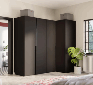 Černé rohové skříně